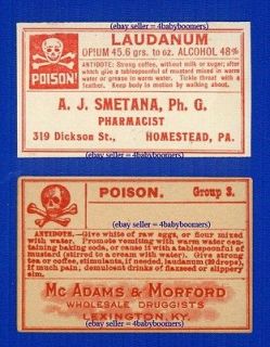   POISON OPIUM ~ Antique Drugstore Narcotic Medicine Bottle Label