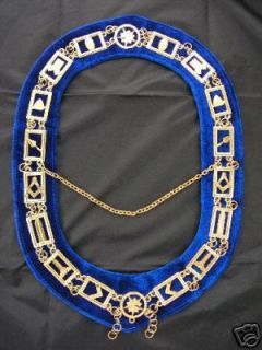   Lodge Masonic Chain Collar Regalia Royal Blue Velvet Backing Mason