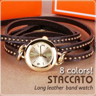 STACCATO]Desi​gner inspired Womens Long Leather band Casual watch 