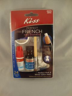 KISS PERFECT FRENCH ACRYLIC SCUPTURE NAIL KIT #00376   WHITE TIPS
