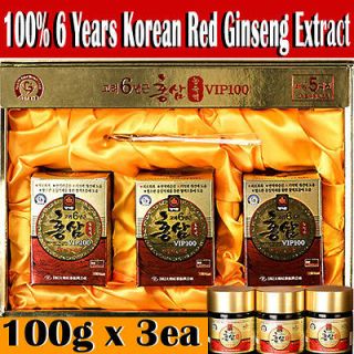 Korean 6 Years Red Ginseng Extract VIP100 / 100g×3 Bottle / 100% Red 