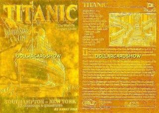 24K GOLD PLATED 1912 TITANIC LARGEST SHIP WHITE STAR LINE LIMITED CARD 