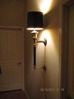   and Black Enamel Plug in Wall Sconce Torchiere w/ Drum Lamp Shade