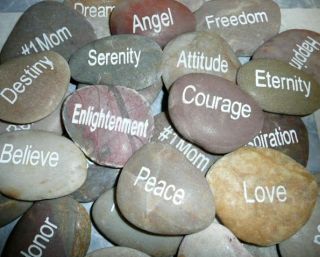   River Rocks. YOU CHOOSE Sayings Quotes Rock Garden Words A H