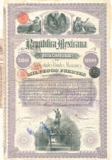 Mexico: Republica Mexicana 1885   Christopher Columbus $1000/ £200 