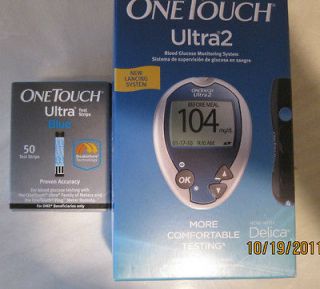 One Touch Ultra Blue 50 Test Strips, Free Glucometer