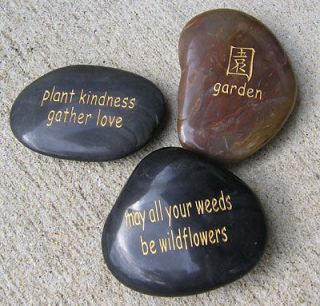 Word stones, garden word stones, engraved river rock