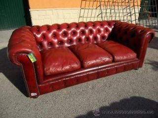 Vintage Antique Red Leather Chesterfield 3 Seater Sofa made by Wade 
