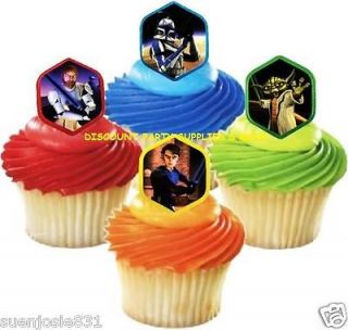   Wars Clone Wars Cupcake Rings Favors Cake Toppers Decorations 12ct