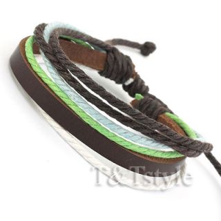 STYLISH T&T Brown Leather Bracelet Wristband LB138