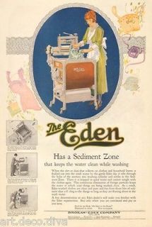   antique EDEN Wringer WASHING MACHINE Washer LAUNDRY LADY Clothes AD