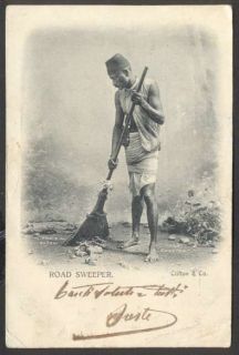 India Postcard Road Sweeper Native Costumes To Italy 1903 L@@K