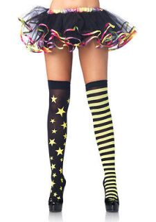 Leg Avenue Stars Stripes Thigh Highs Stockings Neon Pink or Yellow 