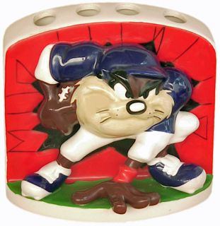 1998 Warner Bros Football Player TAZ Ceramic Toothbursh Holder 