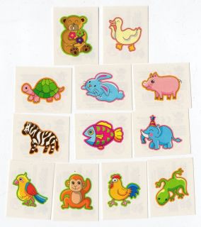 48 X CHILDRENS ANIMAL TEMPORARY TATTOOS, CHILDRENS PARTY BAG FILLERS 