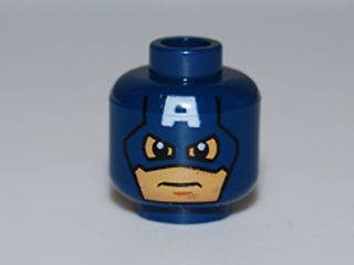 LEGO   Minifig, Head Male Mask with Eyeholes   Captain America   Dark 