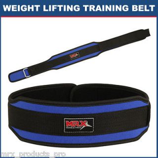 WEIGHT LIFTING BELT GYM TRAINING WIDE BACK SUPPORT BRACE BLUE LARGE