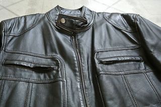   Black Distressed Genuine Leather Motorcycle Moto Cafe Racer Jacket