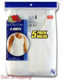 Fruit of the Loom Men White A Shirt Tank T Shirt   Size S, M, L, XL