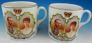 Antique Royal Winton King George V & Queen Mary 1911 Coronation Mugs 