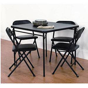 New Mainstays 5 Piece Card Table and Chair Set, Black Free Ship