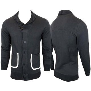 Mens Native Youth Fleece Shawl Neck Buttons Cardigan Jumper Jacket 