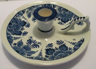 Delft Blue Candle Holder Chamber Stick Blauw Delfts Made in Holland