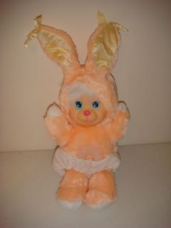 Vintage 1990 Mattel Magic Nursery Peach Bunny Rabbit Plush