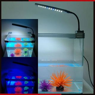  White / Blue Nightvision Aquarium Fish Tank Lights Flexible Clip Lamp