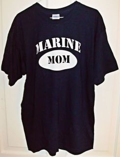 Womans Navy Blue Marine Mom USMC T Shirt Gildan Pre Shrunk 100% 