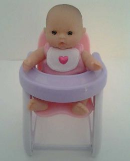   MINI 5 INCH BABY DOLLS  WITH ACCESSORIES GREAT FOR DOLL HOUSES chair