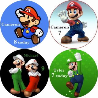   SUPER MARIO / PERSONALISED ROUND EDIBLE ICING SHEET CAKE TOPPERS