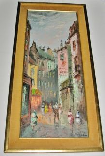 Oil Painting Paris PARISIAN City Scene #2, signed DONET, Matted 