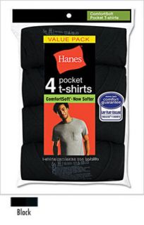 HANES Mens ComfortSoft Dyed Pocket T Shirts Undershirts   4 Pack 