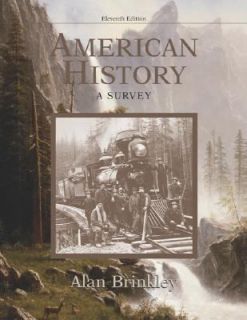 American History Vol. 1 A Survey by Alan Brinkley 2002, Hardcover 