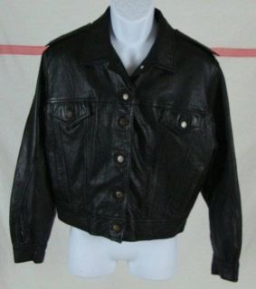 Mens 44 Jacket VERA PELLE Black Faux Soft Leather Button Up Bomber 
