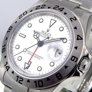 Rolex Explorer II GMT 16570 T Stainless Steel White Dial Mens Watch 