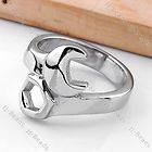   4Size US9/10/11/12 Mens Curved Wrench Spanner Steel Punk Finger Ring