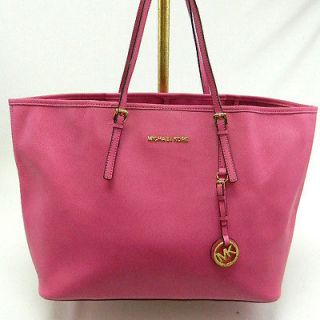 Michael Kors AUTH Pink Jet Set Medium Travel Tote Saffiano Handbag 