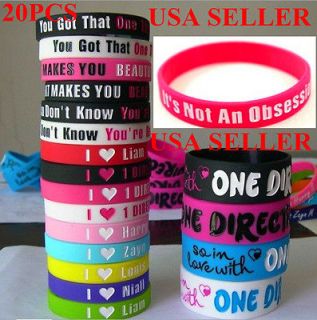 20 Pcs I LOVE ONE DIRECTION 1D BRACELET SILICONE WRISTBAND NEXT DAY 
