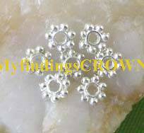 1000 Silver plated daisy spacer beads 4mm W308