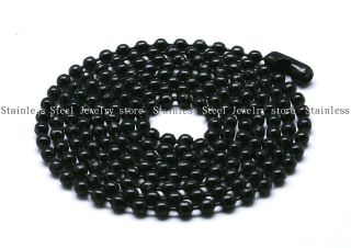 Military Mens Necklace Ball Bead Chain Link Black For Dog Tag 
