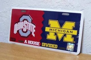 Ohio State/Michigan License Plate  House Divided  New