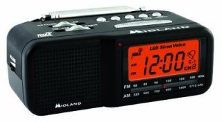 NEW Midland WR11 AM/FM Clock Radio with NOAA All Hazard Weather Alert