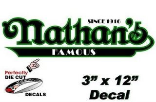Nathans Famous Hot Dog 3x12 Decal for Hot Dog Cart or Concession 