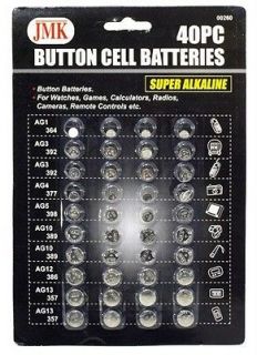40 Pc Button Cell Alkaline Batteries Coin Battery Sizes AG1 AG3 AG4 