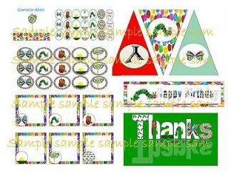 Hungry Caterpillar Birthday Party Pack Banner Cupcake Water Labels 