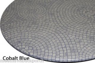  Mosaic Blue Round Vinyl Fitted Dining Tablecloth Patio Picnic Cover 