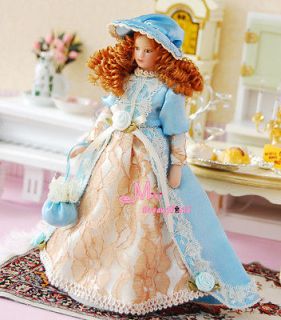 Newly listed 112 Dollhouse Miniature Doll LACE Light Blue Skirt Girl 