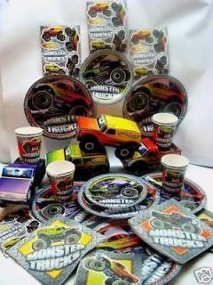 224 PC LOT MONSTER TRUCK JAM PARTY BIRTHDAY TABLEWARE Cup Plate 